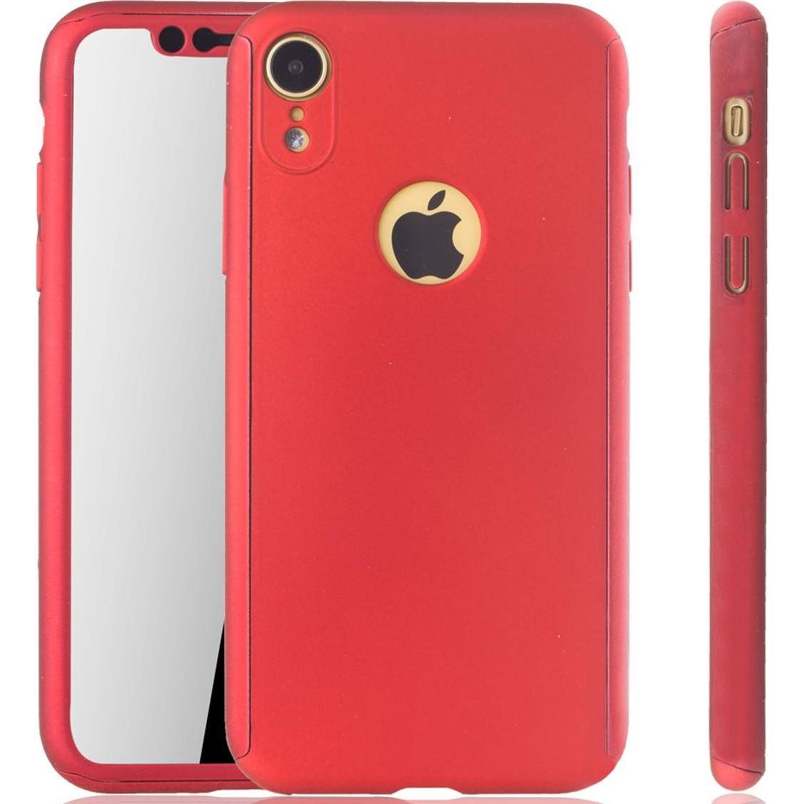 König Design Hülle Handy Schutz für Apple iPhone XR Full Case Cover Displayschutz Bumper Rot (Apple iPhone XR), Smartpho...