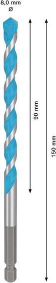 Actual product image Bosch Professional Zubehör EXPERT HEX-9 Multi Construction drill bit, 8 x 90 x 150 mm (1.0 - 8.0 mm)