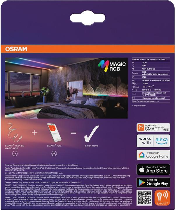 Actual product image Osram Smart+ Wifi Flex Magic RGB 5M Remote Control (Blue, Green, Red, 500 cm, Indoor)