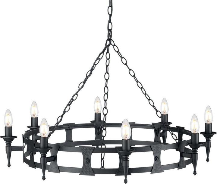 Image du produit Elstead Lighting Saxon Lustre E14 8 branches noir, Made in UK (90 cm)