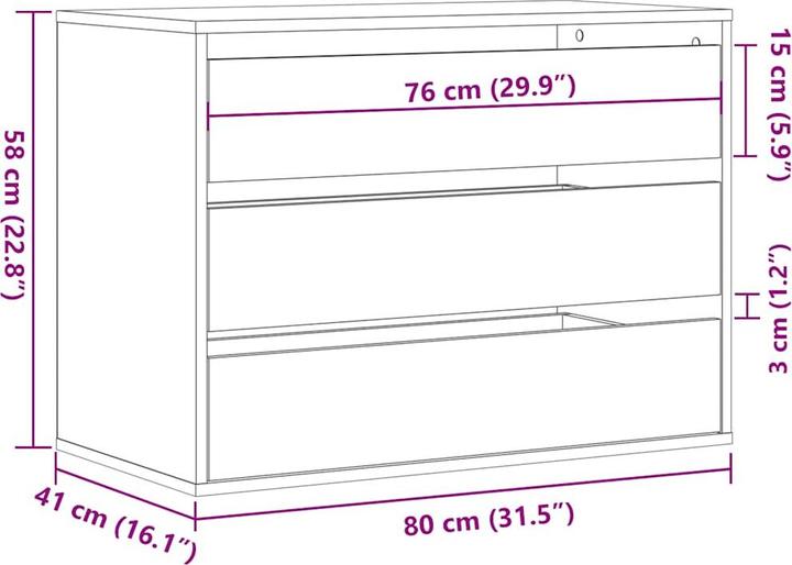 Immagine prodotto VidaXL Cassettiera (80 x 41 x 58 cm)