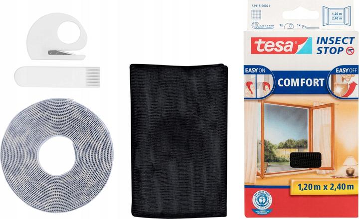 Actual product image tesa Insect screen COMFORT for windows, with Velcro tape, self-adhesive, without drilling (120 x 240 cm)