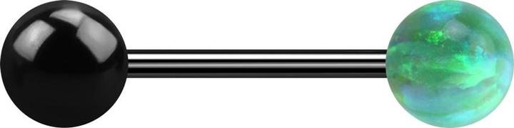 Actual product image Star Piercing Micro barbell black with ball and ball opal green (without brass, Surgical steel 316L)
