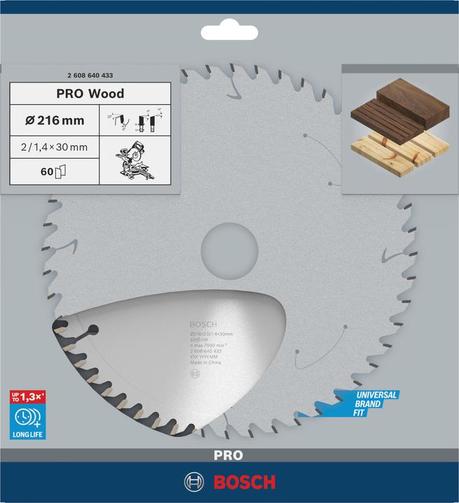 Produktbild Bosch Professional Zubehör PRO Wood Kreissägeblatt, 216 x 2 x 30 mm