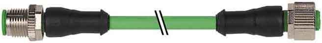 Actual product image Murr Elektronik M12 St. 0° / M12 Bu. 0° shielded Cube67 PUR 0.5+0.25 shielded gn UL/CSA+schleppk. 1.5m