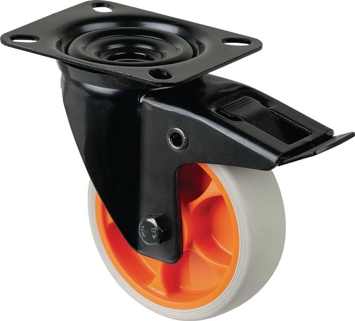 BS Rollen Ruota girevole D.100mm Trgf.100kg w.Festst.Gum.104x80mm grigio chiaro