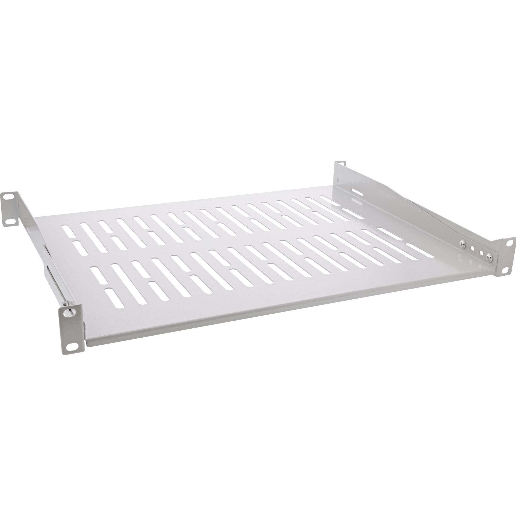 InLine 19" Fachboden, 350mm, 50kg, 1HE, RAL 7035 grau, Serverschrank Zubehör, Grau