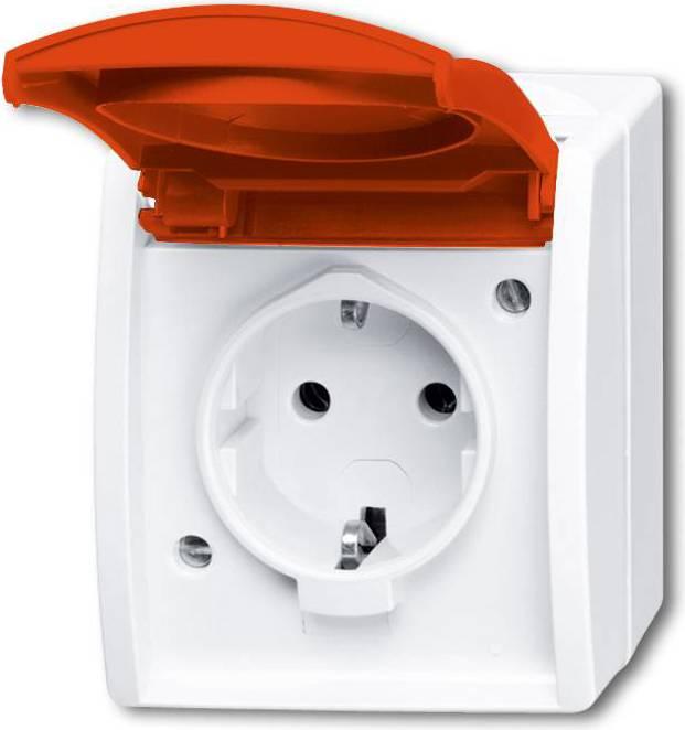 Busch-Jaeger SCHUKO® socket outlet with red hinged cover 2CKA002083A0839