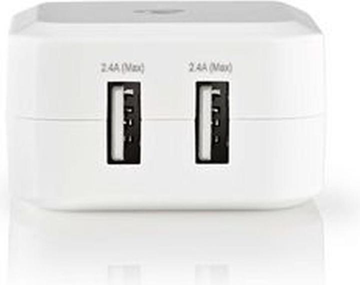 Produktbild Nedis Netzladegerät - 2X 2.4 A - Port Type: 2X USB-A - 24 W - Einzelspannungsausgang - PC - Weiss (24 W, 2 Ports)