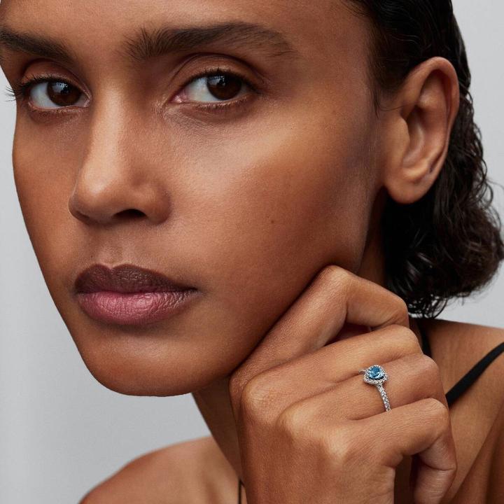 Produktbild Pandora Erhöhter hellblauer Herzring (54, 925 Silber)