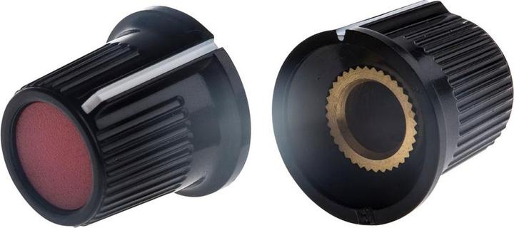 Produktbild RS PRO Potentiometerknopf, Kunststoff, schwarz, rot, 15mm, Packung à 5 Stück