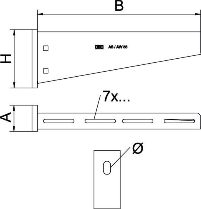 Produktbild OBO Bettermann AW 55 21 FT Wand-u.Stielausleger m. ** Kopfplatte B210mm St FT 6418554