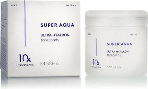 Image du produit Missha MISHA Super Aqua Ultra Hyalron Toner Pads (Lingettes nettoyantes pour le visage, 90 ml)