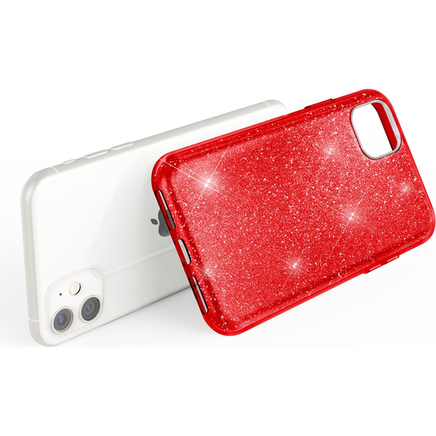 Thumbnail - Nalia Glitzer Hülle (Apple iPhone 11), Smartphone Hülle, Rot