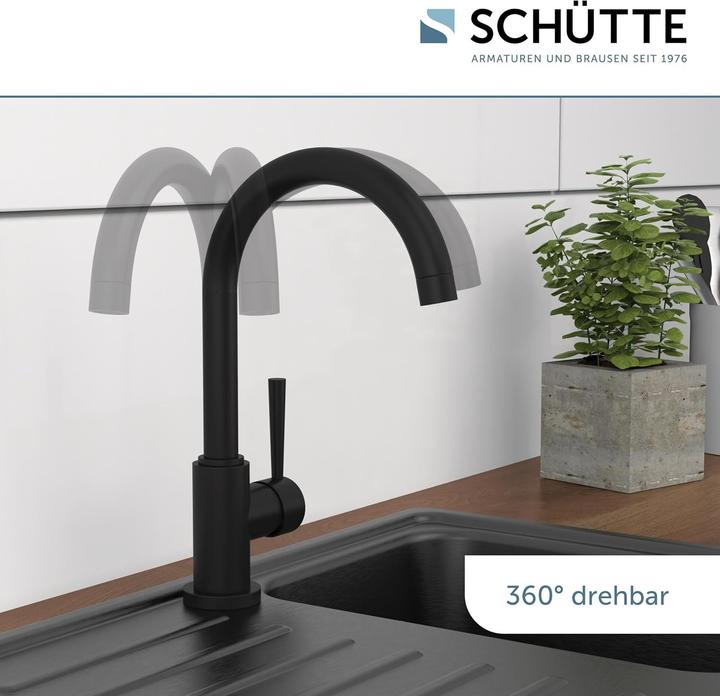 Produktbild Schütte Wasserhahn Küche CORNWALL Spültischarmatur Niederdruck Schwarz matt Schwenkbar 79169