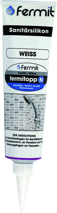 Actual product image Fermit Fermitopp silicone neutral cured N 100 ml tube white (0.12 kg, White, 100 ml)