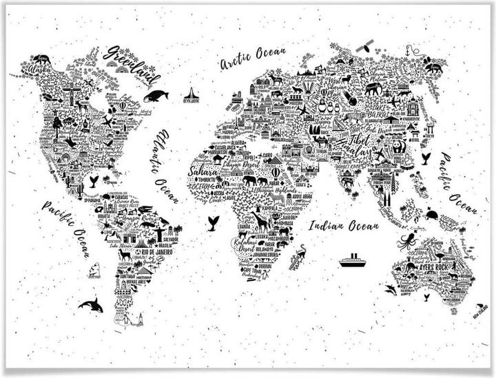 Immagine prodotto Trenddeko Mappa del mondo - Intorno al mondo (40 x 30 cm)