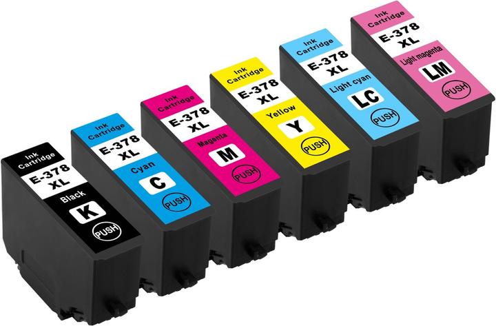 Image du produit Plutoos Epson 378XL Cartouches XXL compatibles, jeu de 6 couleurs (C, CF, LC, LM, M, Y)