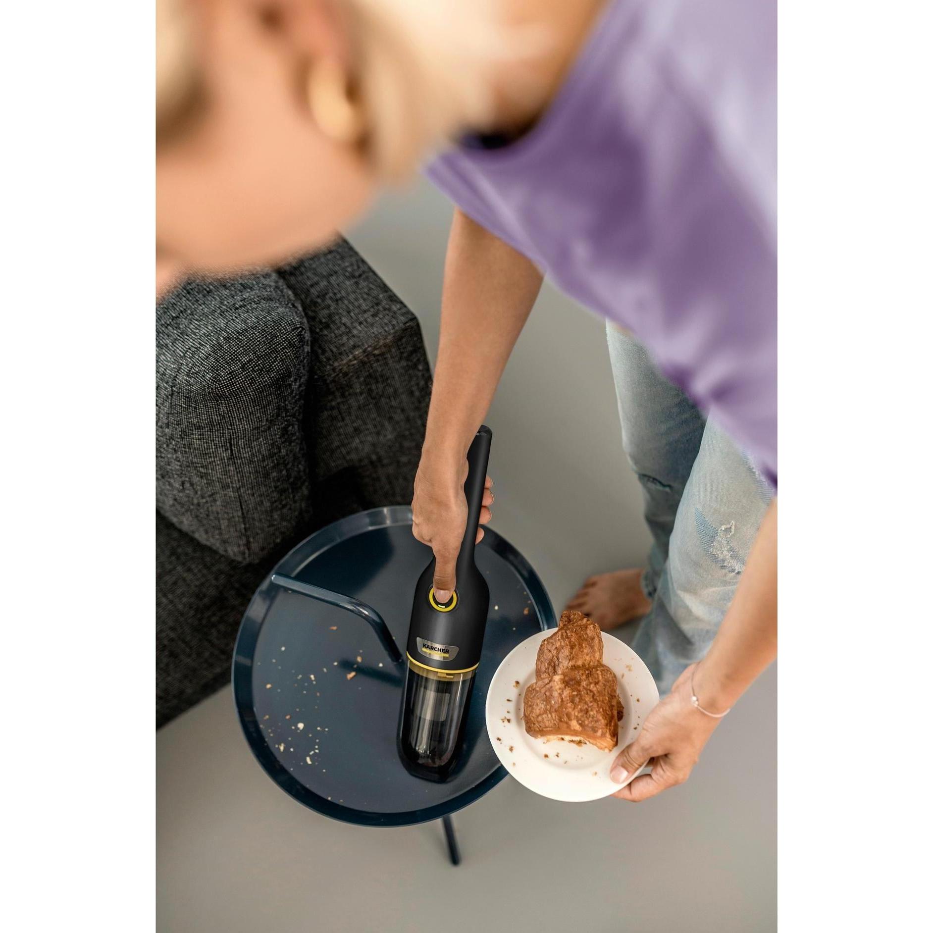 Kärcher Aspirateur à main sans fil CVH Anniversary Edition, aspirateur à main compact et léger pour une utilisation rapide avec 20 minutes d'autonomie, filtre HEPA, fonction de charge USB-C