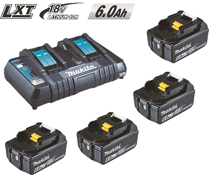 4 Li-Ionen Akkus 18 Volt, 6.0 Ah, 1 Doppelschnellladegerät