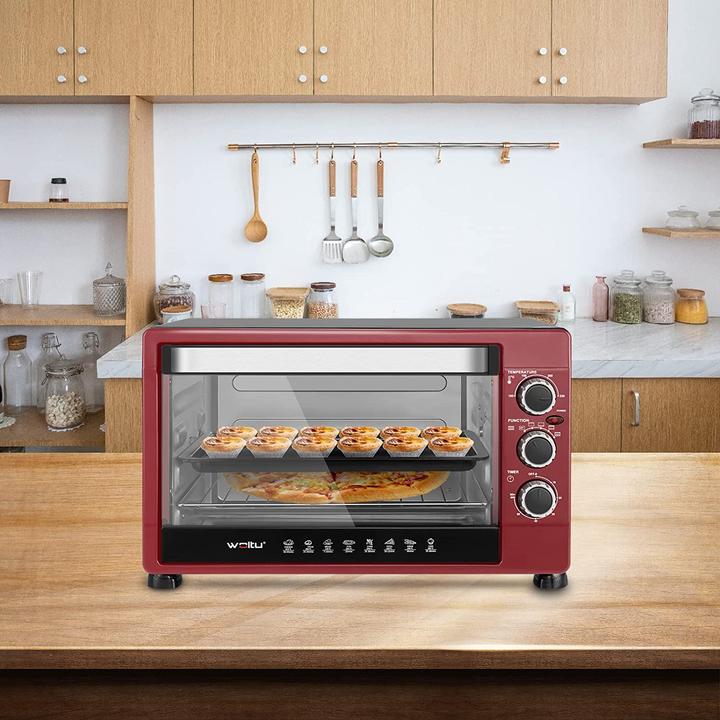Produktbild Woltu Mini Backofen 32 Liter, Schwarz+rot