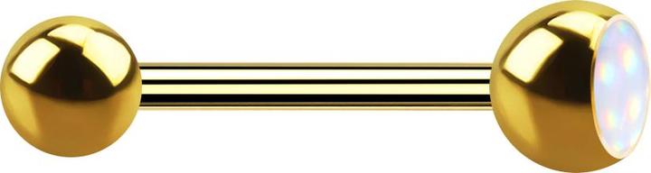 Image du produit Star Piercing Barbell vergoldet mit Kugel und Kugel Epoxidstein weiss (sans laiton, Acier chirurgical 316L)