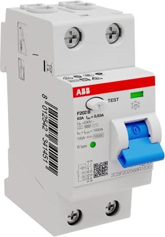 Produktbild ABB F202B-63/0.03-2TE FI-Schutzschalter TypB 2P 63A 30mA 3kA 2TE