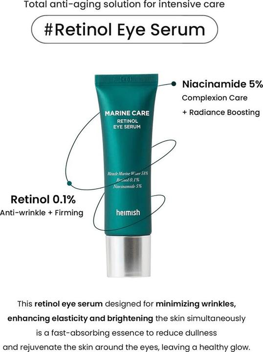 Image du produit Heimish Sérum pour les yeux au rétinol Marine Care (Soin des yeux Sérum, 30 ml, Journée)