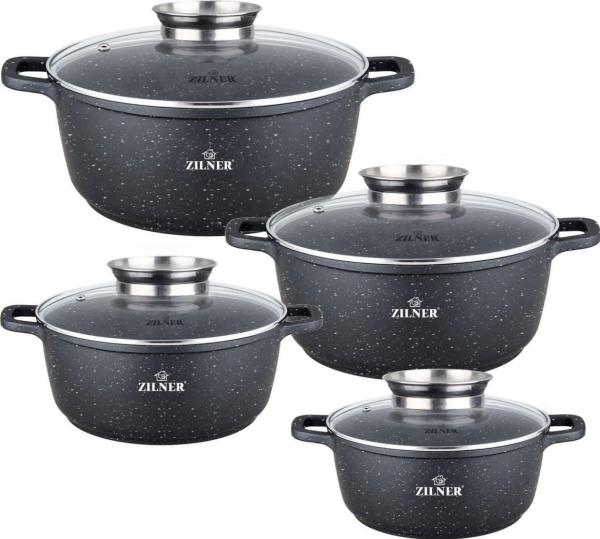 Actual product image Zilner SET OF 4 MARBLE POTS 16/20/22/26 cm ZL-7320 (Pan set + pot set, Ceramic)