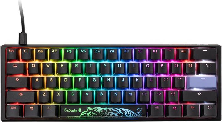 Actual product image Ducky One 3 Classic Black/White Mini Gaming Keyboard, RGB LED - MX-Speed-Silver (US) (US, Cable)