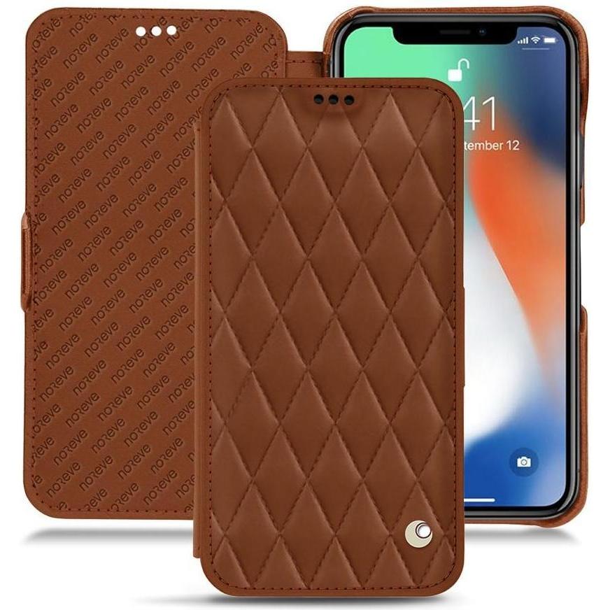 Noreve Lederschutzhülle horizontal (Apple iPhone XR), Smartphone Hülle, Braun