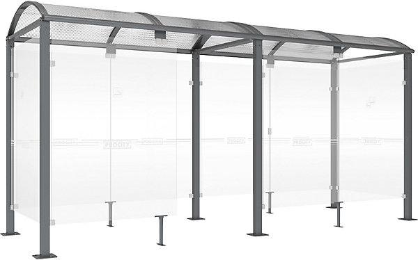 Actual product image SPL KLASSIK smokers' shelter, with cladding, width 5040 mm, charcoal.