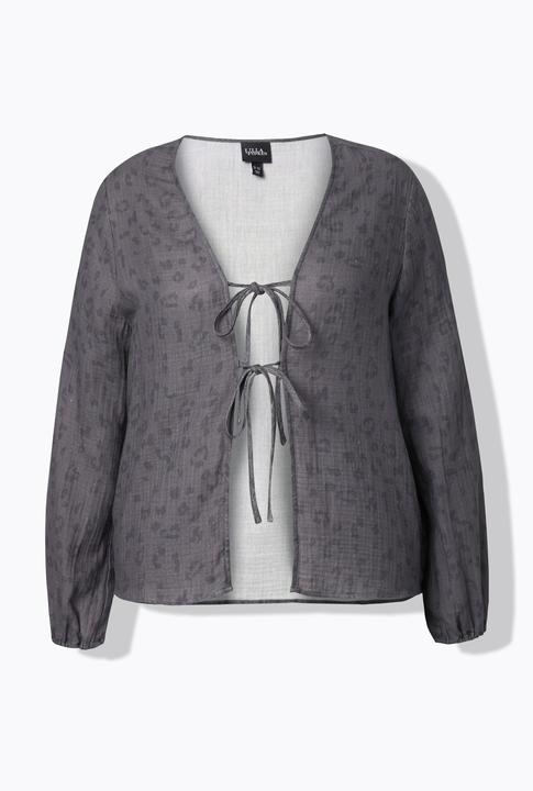 Actual product image Ulla Popken Leopard Print Tie Front Muslin Cardigan (54)