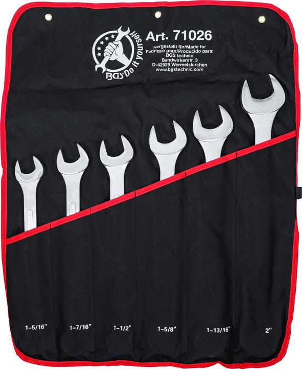 Actual product image BGS Combination Spanner Set XXL Inch Sizes 1-5/16" - 2" 6 pcs. (1.5/16")