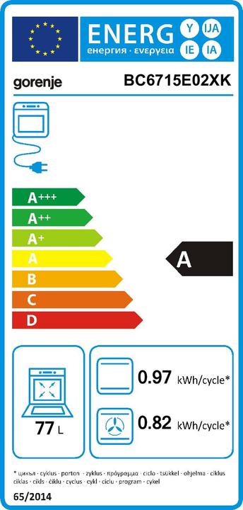 Label énergétique Gorenje BC 6715E02XK sans table de cuisson
