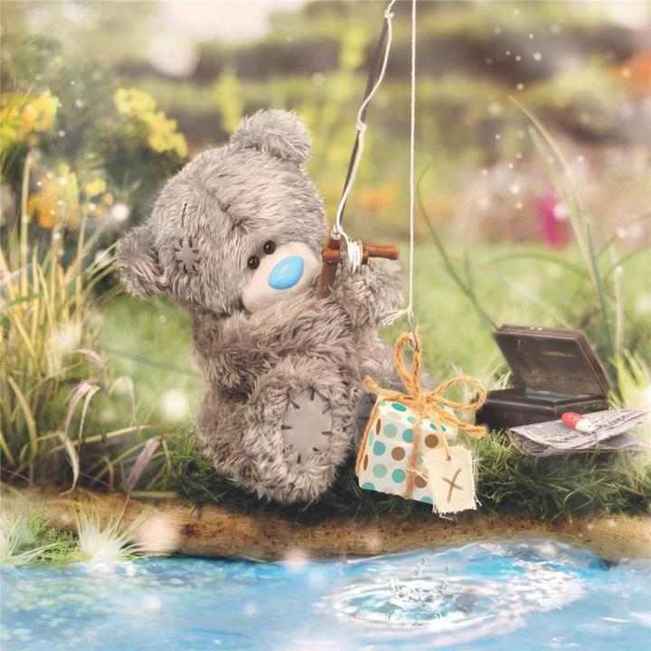 Majewski 3D-holografische Geburtstagskarte mit Teddybär und Angelmotiv... (1 Stk.)