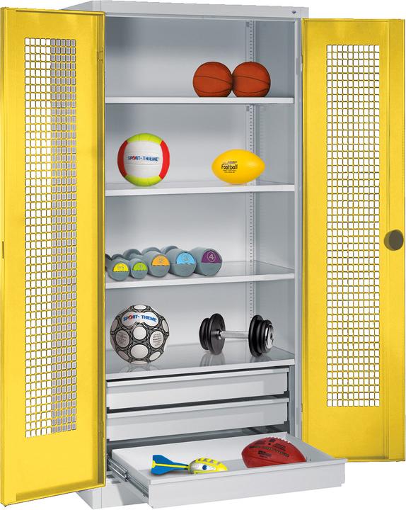 Image du produit C+P Armoire pour équipements sportifs avec tiroirs (h x l x p : 195 x 120 x 50 cm, avec portes