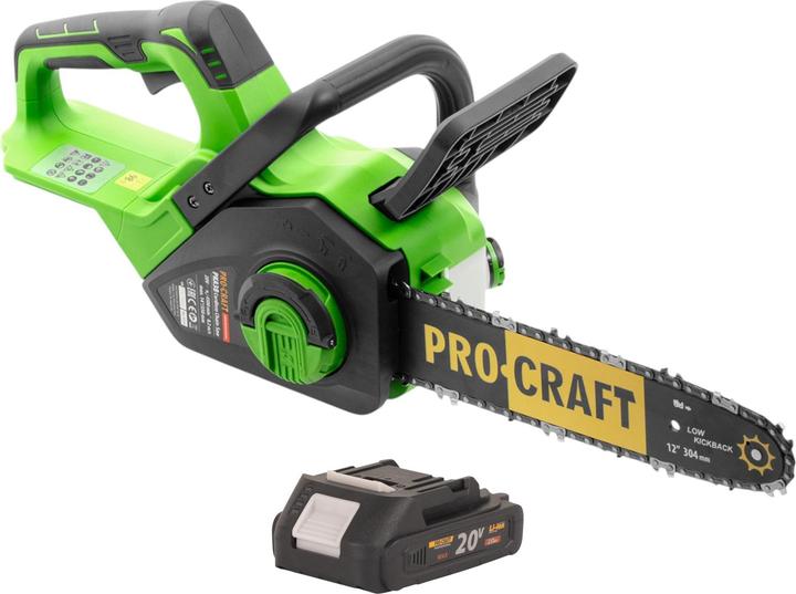 Actual product image Procraft PKA38 Akku Kettensäge 20 V 304 mm Brushless + 1x Akku 2,0 Ah - ohne Ladegerät (Battery chain saw)
