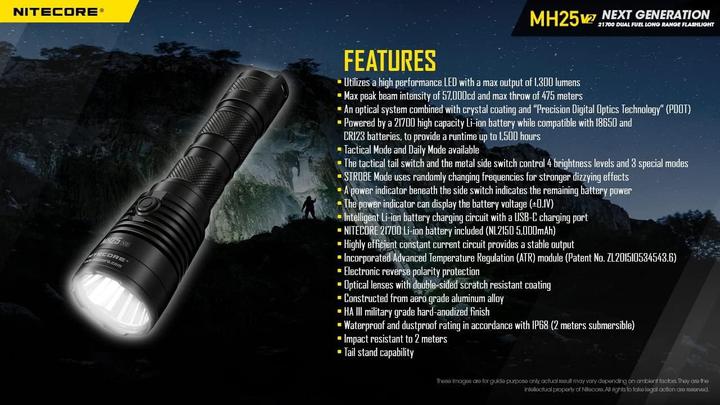 Produktbild Nitecore MH25 V2 1300 lumens Zaklamp (15.72 cm, 1300 lm)