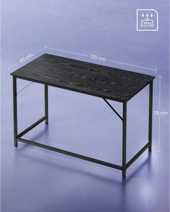Produktbild Songmics Computertisch 120x60cm Ebony Schwarz Holz (120 x 60 x 76 cm)
