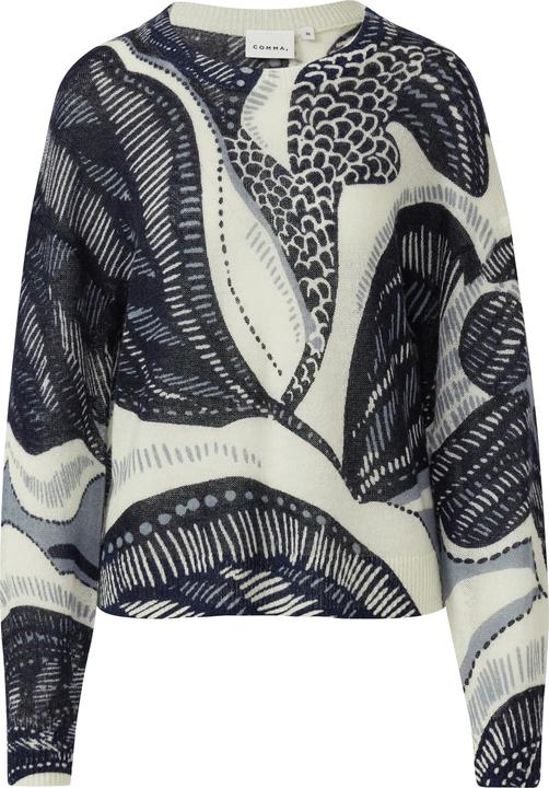 Produktbild Comma Strickpullover Wollmixpullover im Relaxed Fit mit All-over-Artwork (36)