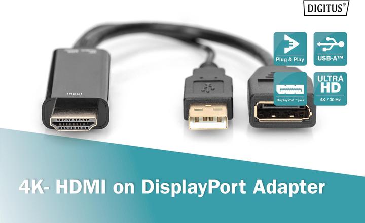 Actual product image Digitus HDMI - DisplayPort/USB A (0.20 m, HDMI, DisplayPort)