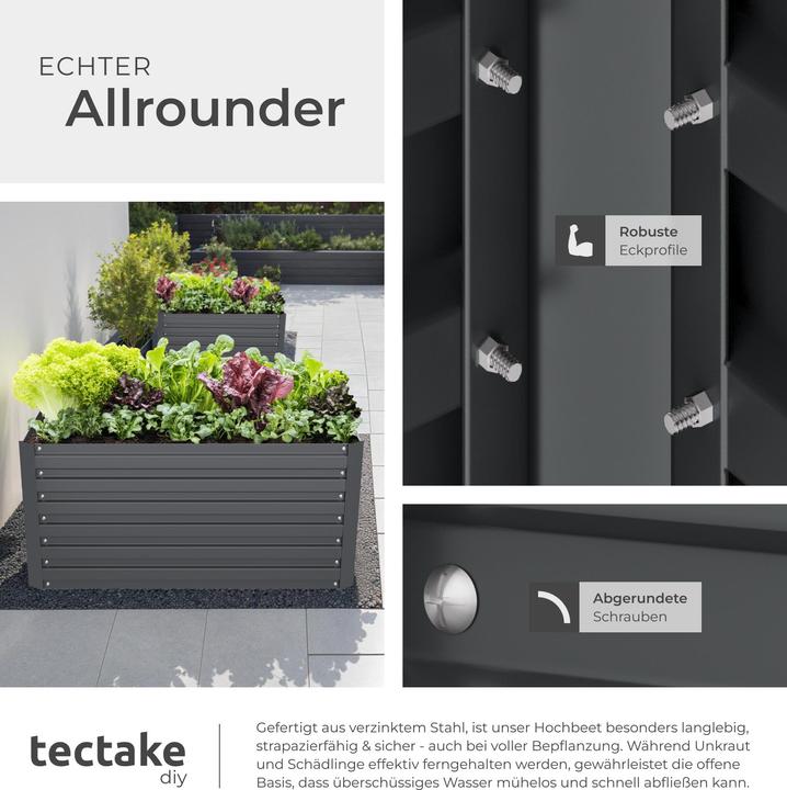 Produktbild tectake Hochbeet Blomma, 540l, verzinkt, 100x100x56cm
