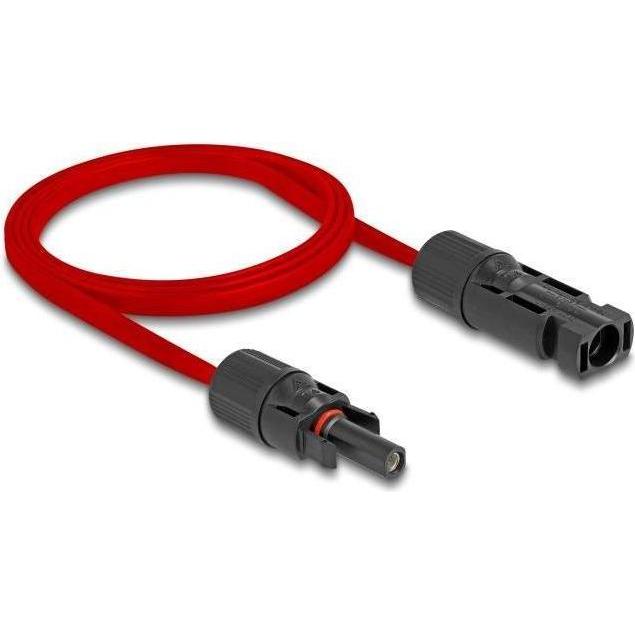Delock, Zubehör Solarenergie, DL4 Solar Flachbandkabel Stecker zu Buchse 1 m rot (Solarkabel)