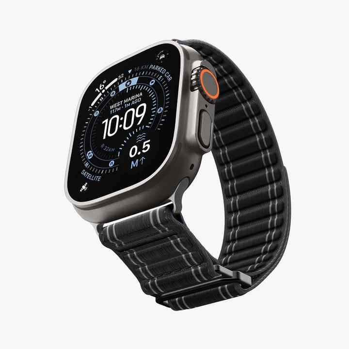 Actual product image Spigen WBF0 Apple Watch (44/45mm) / Watch 10/11 (46mm) / Ultra (49mm) Band Black (Fabric, Nylon, Plastic, Stainless steel)