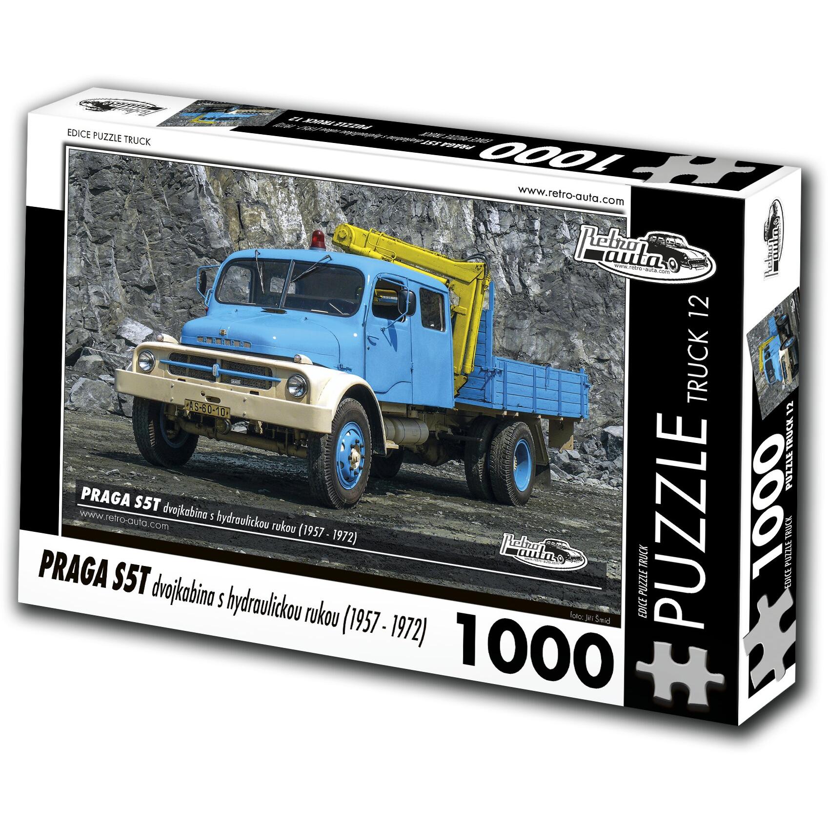 Retro-auta Puzzle TRUCK No.12 Praga S5T Doppelkabine mit hydraulischem Arm (1957-1972) 1000 Teile
