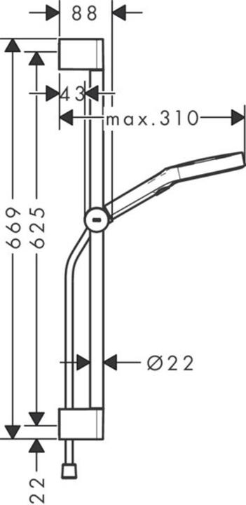 Produktbild hansgrohe Rainfinity Brauseset 130, EcoSmart, 3jet, S Puro Brausestange 650mm, 28746 (3 Strahlarten, 8.50 l/min)