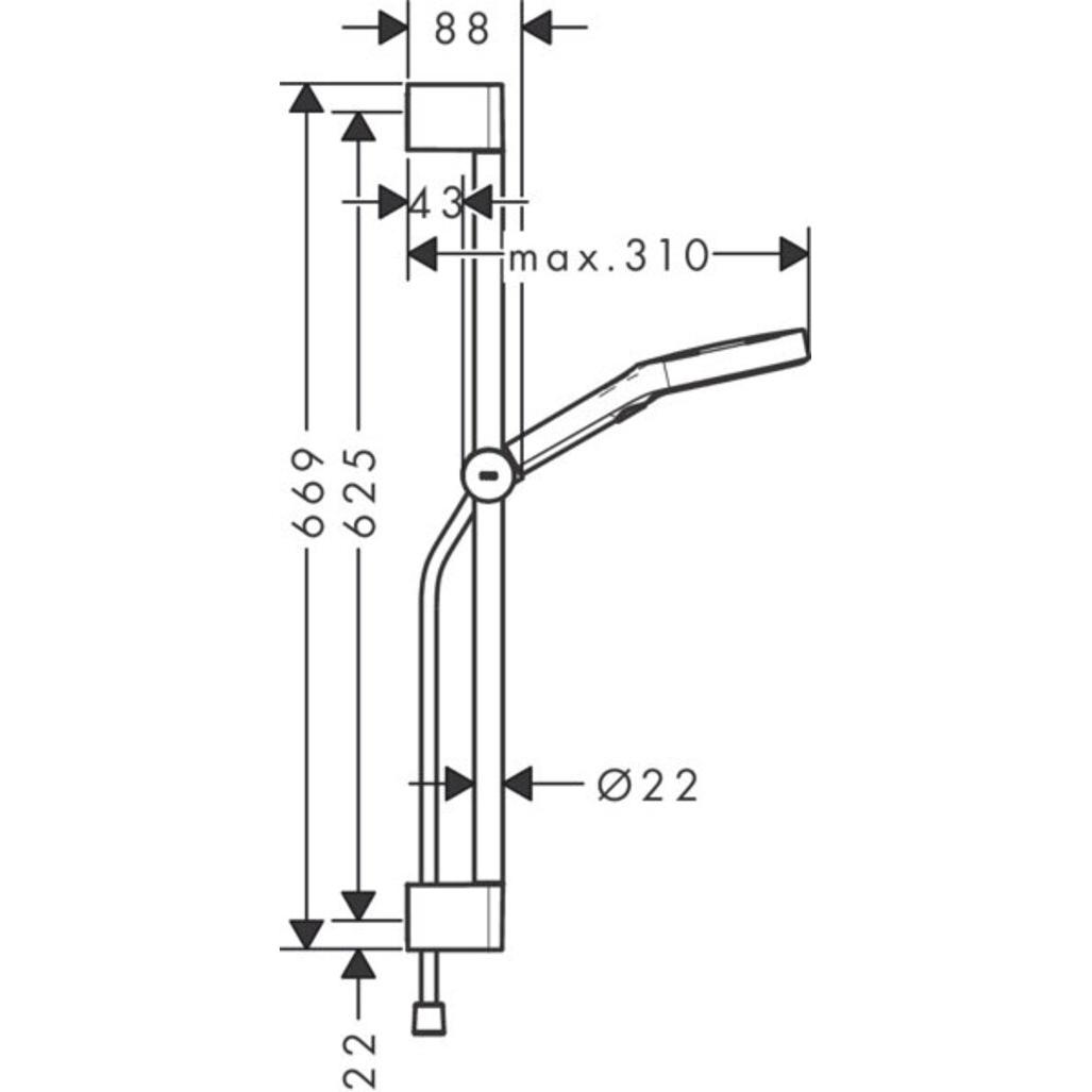Thumbnail - hansgrohe, Duschbrause, Rainfinity Brauseset 130, EcoSmart, 3jet, S Puro Brausestange 650mm, 28746 (3 Strahlarten, 8.50 ...