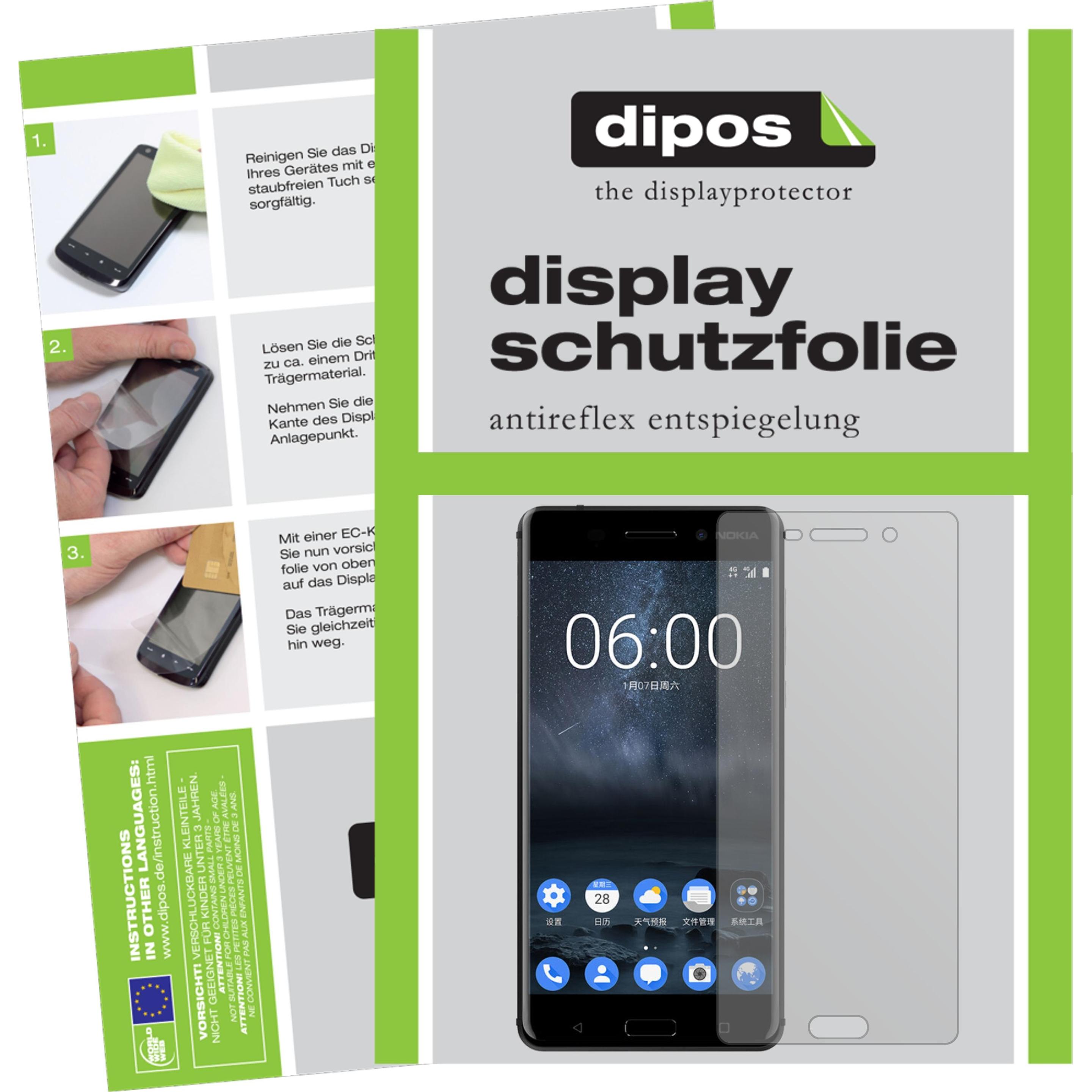 Dipos Displayschutzfolie Antireflex (2 Stück, Nokia 6), Smartphone Schutzfolie, Transparent