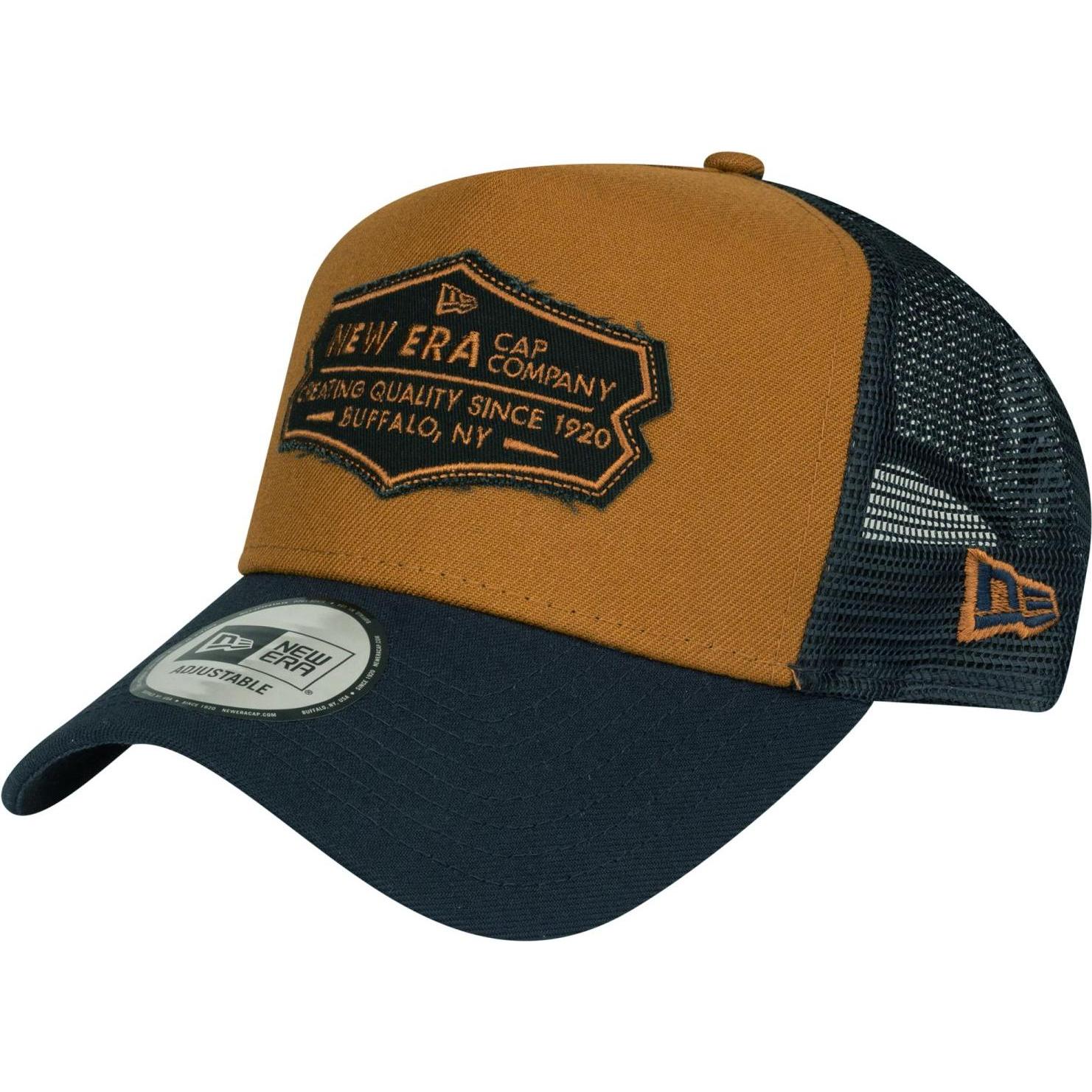 New Era, Herren, Cap, Adjustable Trucker Cap - RETRO PATCH navy / peanut, Blau, (One Size)